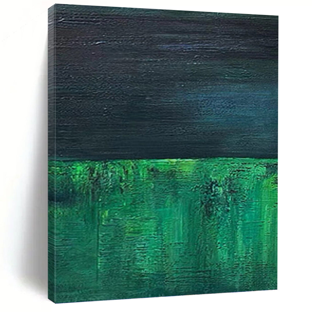 “Dark Green and Blue Layers” - Green, Blue Abstract Art on Canvas DKH1201