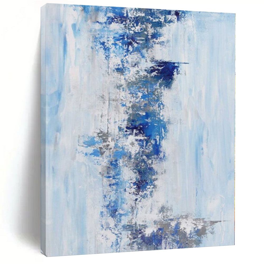 Hand - painted Oversized Blue - Gray Abstract Streaks Acrylic Art for Calm Waiting Rooms LargeART0072
