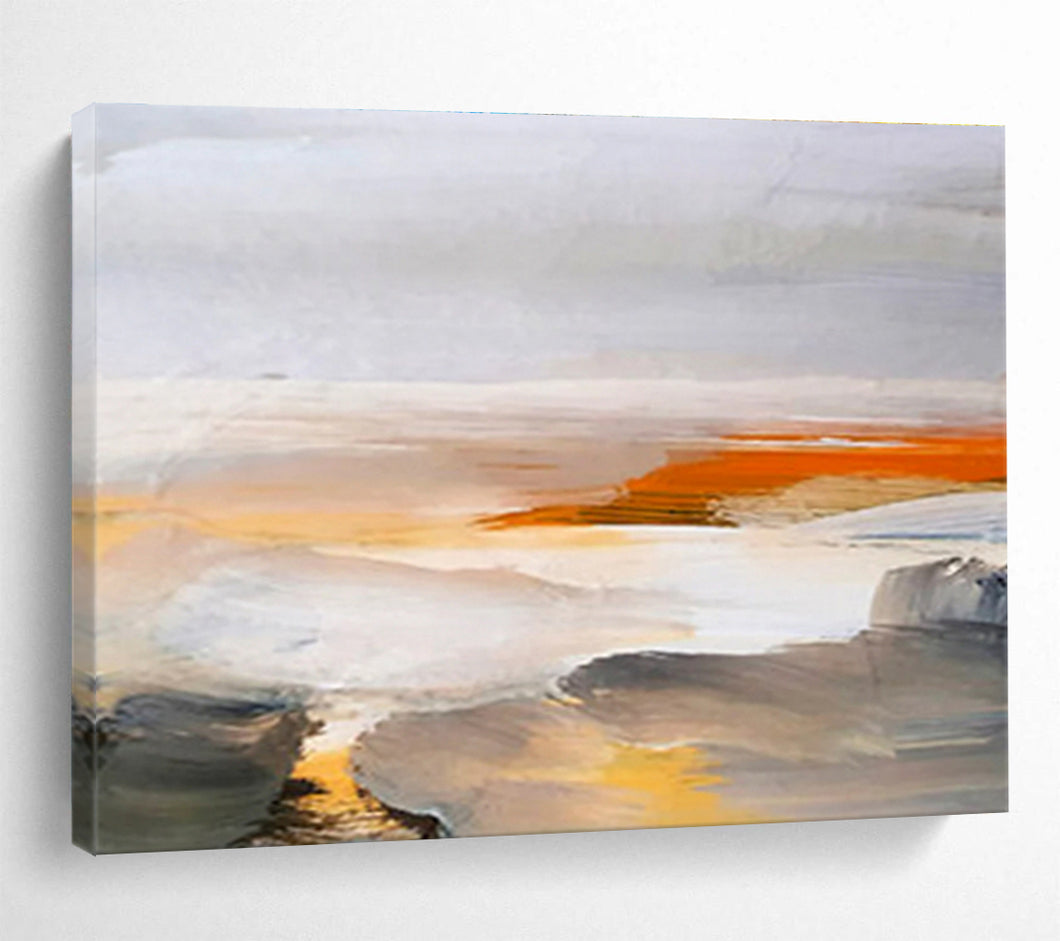 Soft - Toned Abstract Landscape Painting On Canvas DKH382