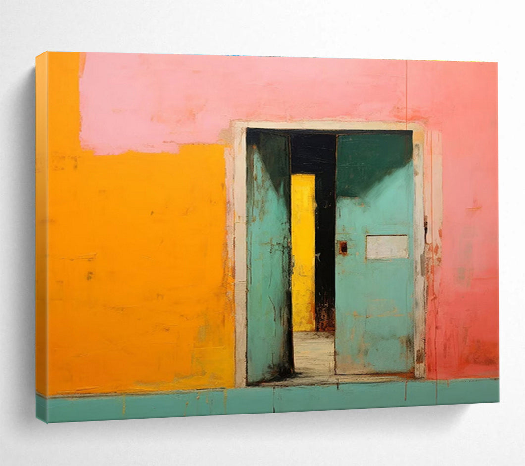 Color - Blocked Doorway Abstract Painting on Canvas - “Vibrant Threshold” DKH641