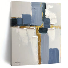 Load image into Gallery viewer, Large - Format Blue - Gold Abstract Art for Coastal Bedroom &amp; Chic Lounge LargeART0506
