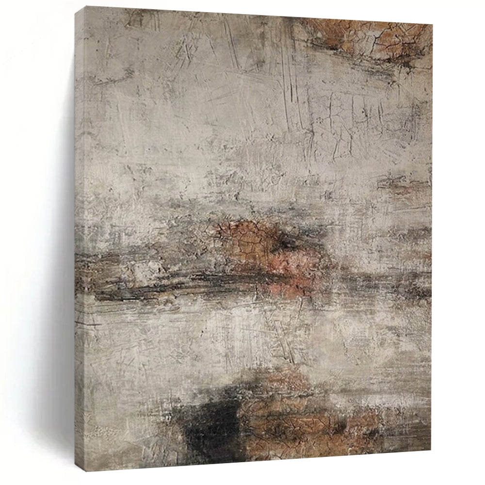 Neutral Textured Abstract with Brown Art for Industrial - chic Loft & Rustic - themed Restaurant LargeART0967