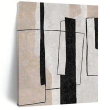 Load image into Gallery viewer, Black &amp; Beige Geometric Abstract Canvas Painting, Nice for Modern Office &amp; Sleek Entryway LargeART1103
