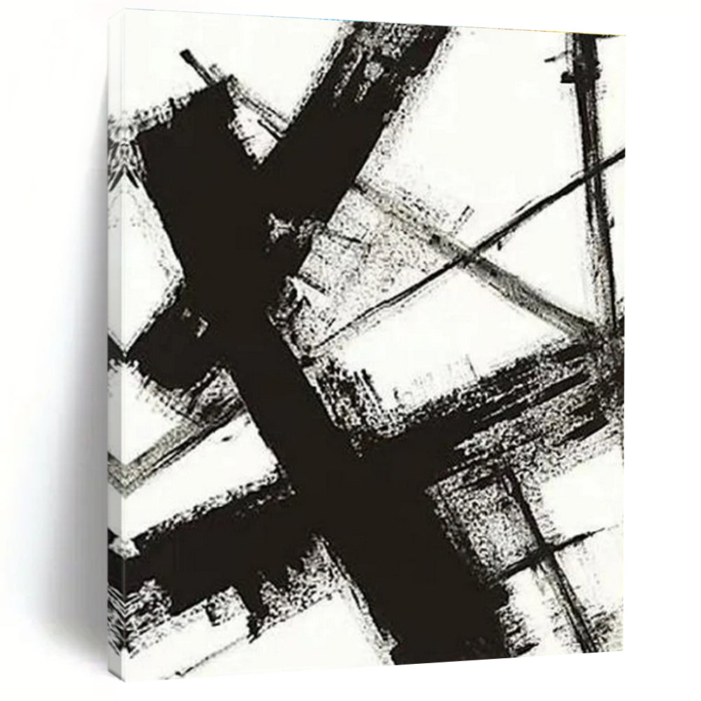Large Monochrome Dynamic Strokes – Great for Industrial - Chic Loft & Art Gallery Corridor LargeART0716