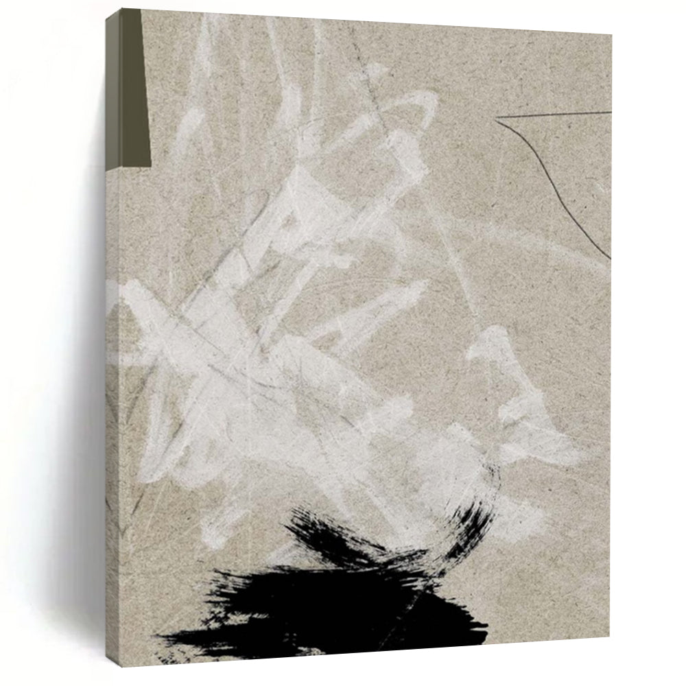 “Earthy Strokes” - Beige, white, black, textured brushstrokes and shapes DTP168