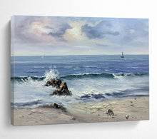 Load image into Gallery viewer, Seascape with Rocks: Dramatic Coastal Abstract Large - Scale Hand - painted Abstract Acrylic Art DLZ190
