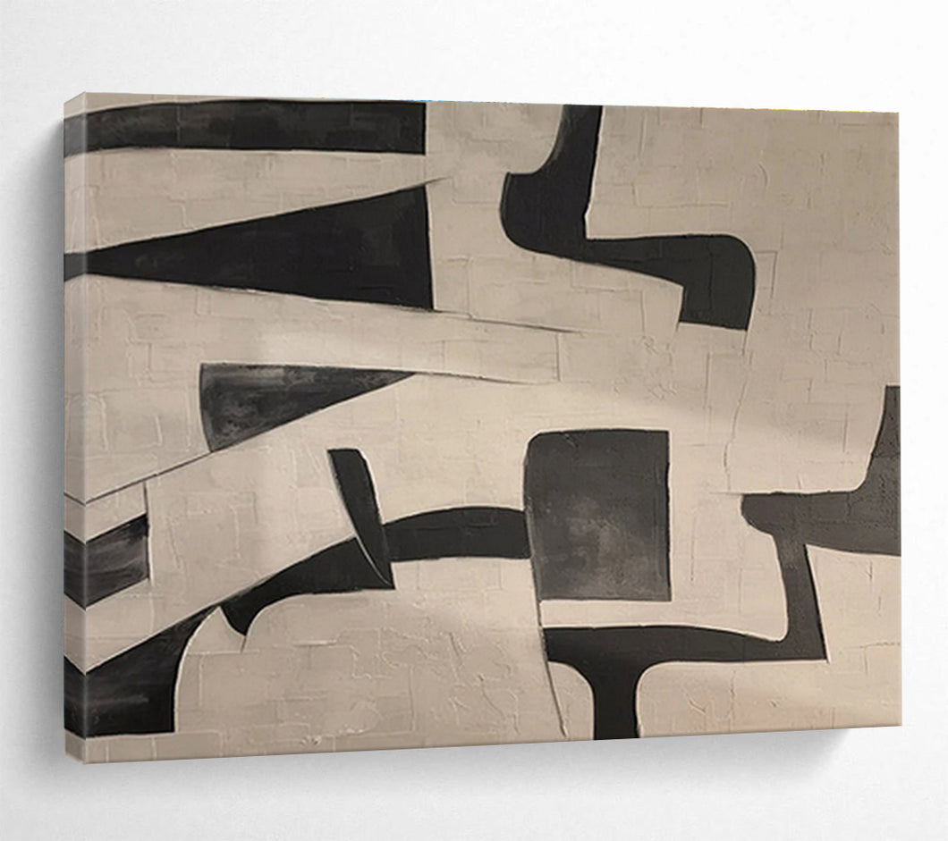 Black & White Geometric Abstract Art for Modern Office & Minimalist Café DKH085