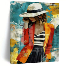 Load image into Gallery viewer, Stylish Abstract Figure Painting, Retro - Inspired Color Block Art for Fashion Boutique &amp; Mid - Century Living Room LargeART2191
