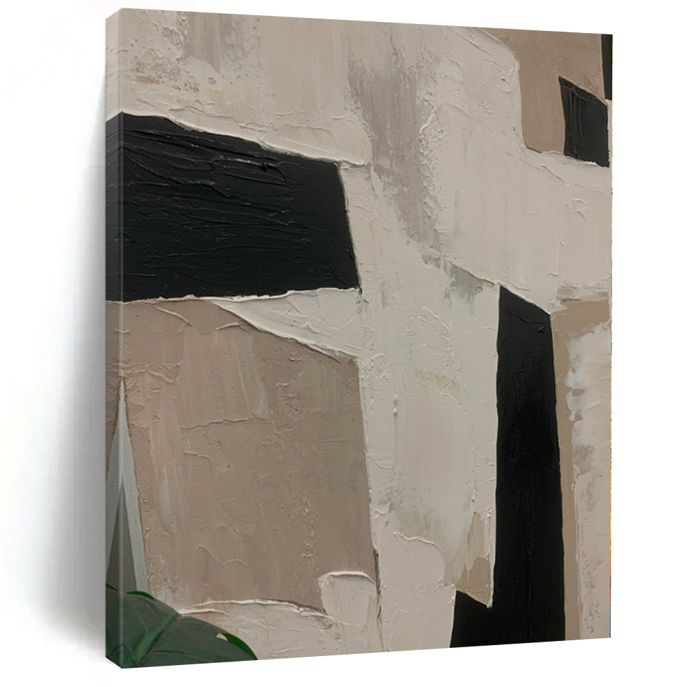 Hand - painted Massive Geometric Abstract in Neutral Tones Acrylic Art for Modern Offices LargeART0107
