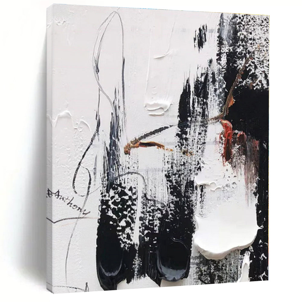 Oversized Black - White Abstract Art for Contemporary Living & Art Gallery Nook LargeART0510
