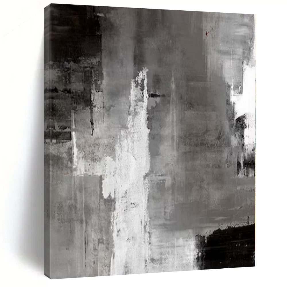 Monochrome Abstract Layers Abstract Canvas Painting, Ideal for Modern Office & Minimalist Living Room LargeART1124