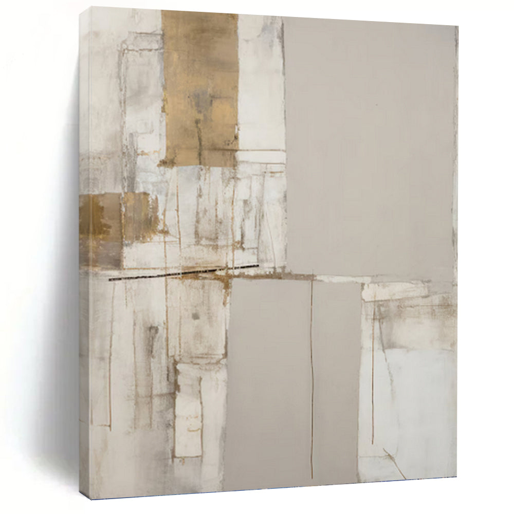 “Minimalist Neutral Abstract” - Grey, White, Brown Abstract Art on Canvas DKH1318