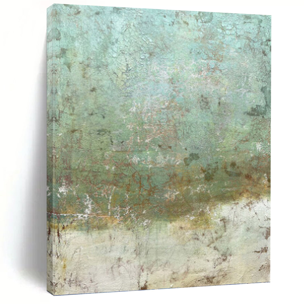 “Teal & Brown Textured Abstract” - Rustic Abstract Art on Canvas DKH1472