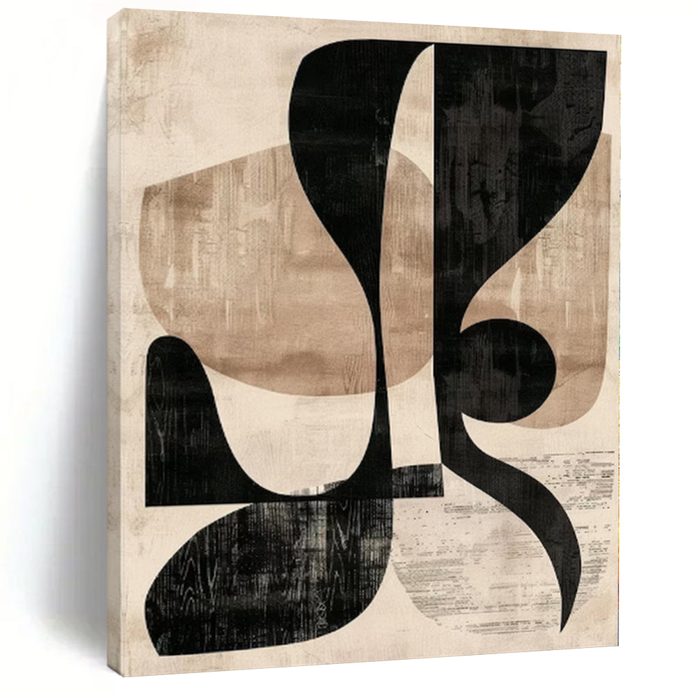 Oversized Black & Beige Geometric Abstract Art for Hotel Lobby & Home Study LargeART0385