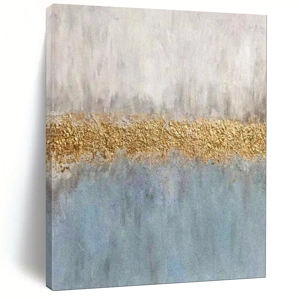 Grey & Gold Strip Abstract Painting, Suited for Modern Office & Minimalist Living Room LargeART1885