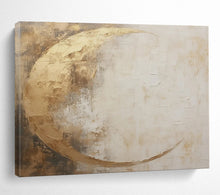 Load image into Gallery viewer, Golden Crescent Moon in Neutral Tones Abstract acrylic painting DLZ081
