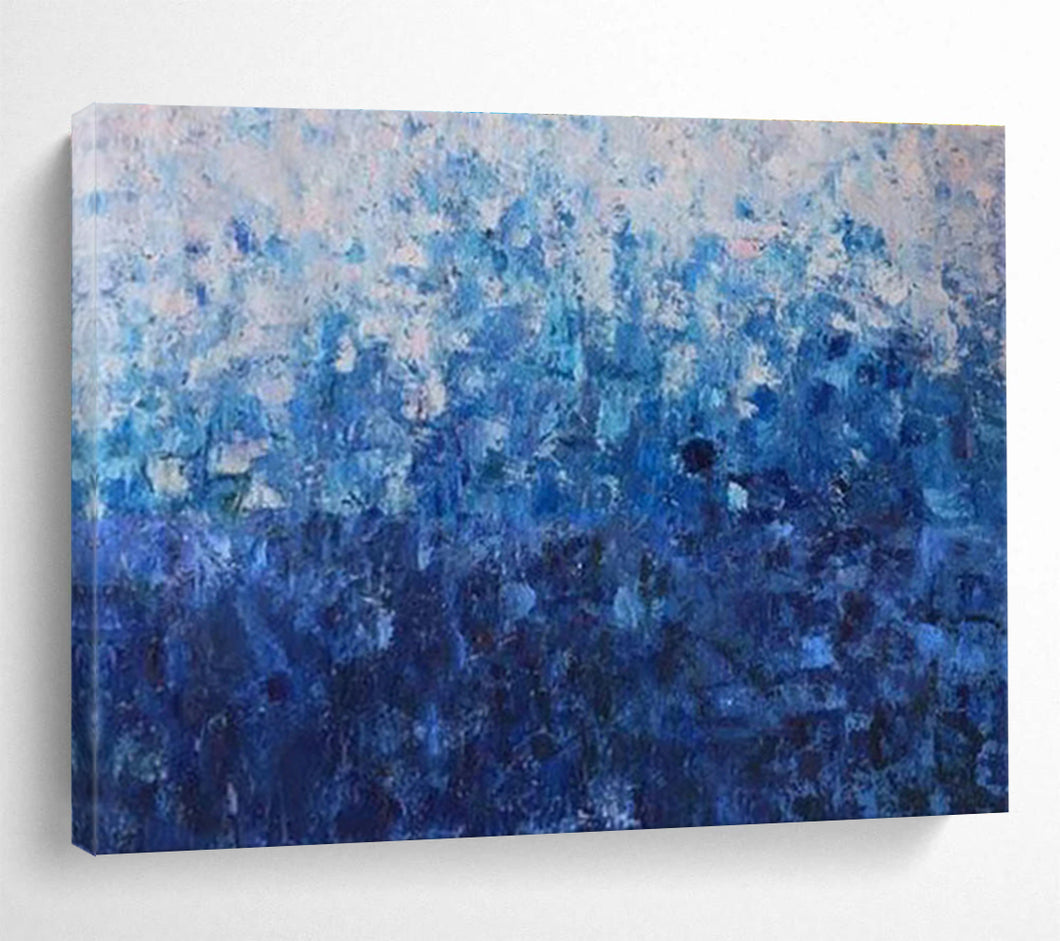Blue Gradient Abstract Landscape Painting on Canvas - “Blue Haze” DKH660