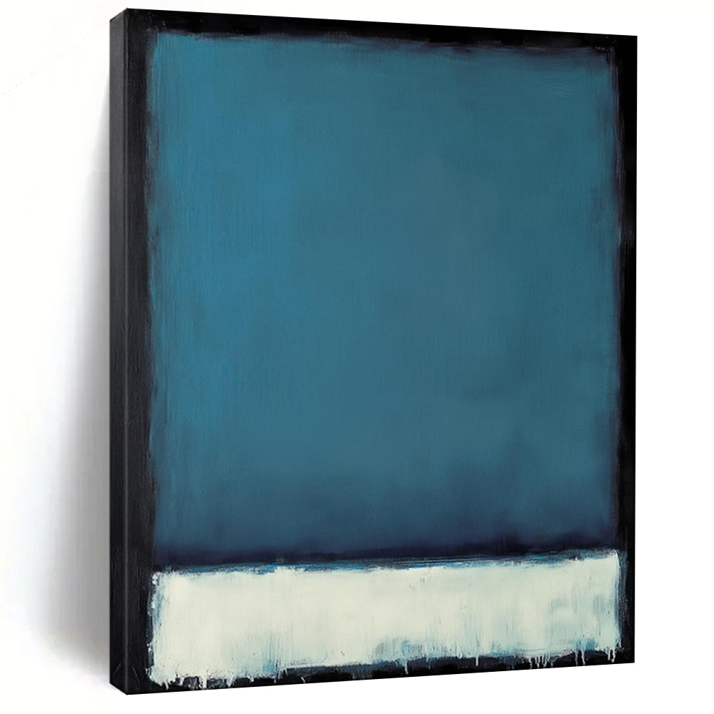 Blue, White & Black Color - Blocked Abstract Painting, Ideal for Modern Office & Calm Reading Nook LargeART1953