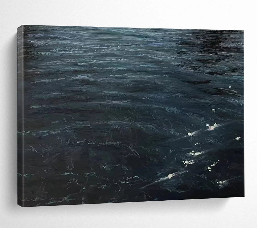 “Dark Ocean Waves” - Realistic - Inspired Abstract Acrylic, Suits Coastal Living Room and Nautical Library DLZ263