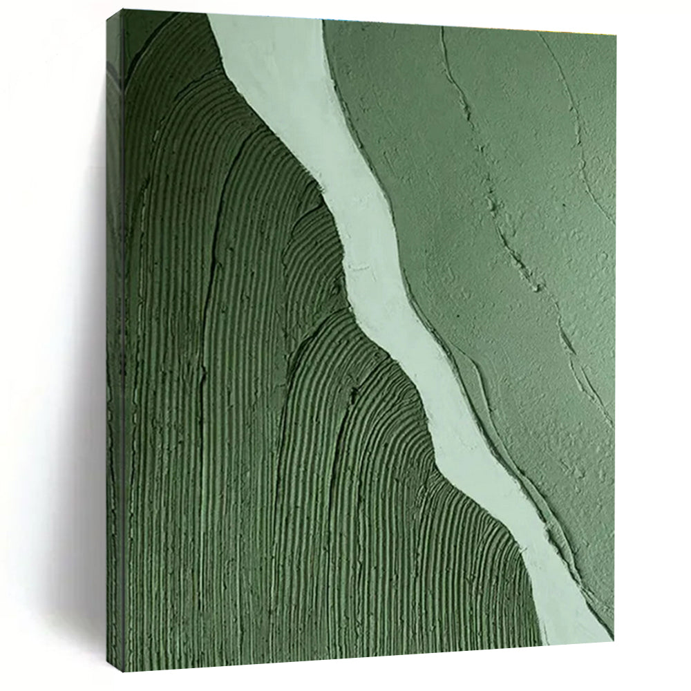 Green and White Textured River Acrylic Art - Great for Nature - inspired Bathroom & Eco - friendly Office LargeART0650