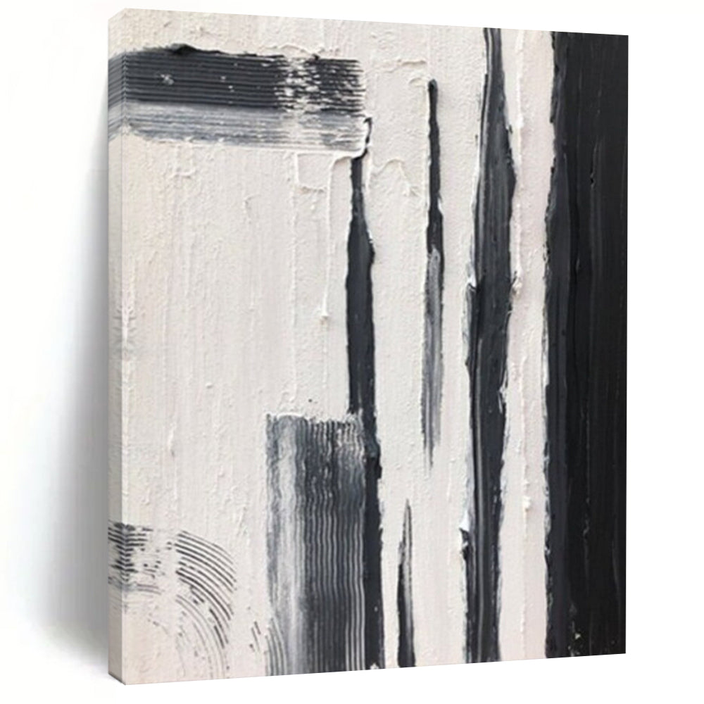 “Vertical Strokes” – Tall black, gray strokes on white, varied textures DTP367