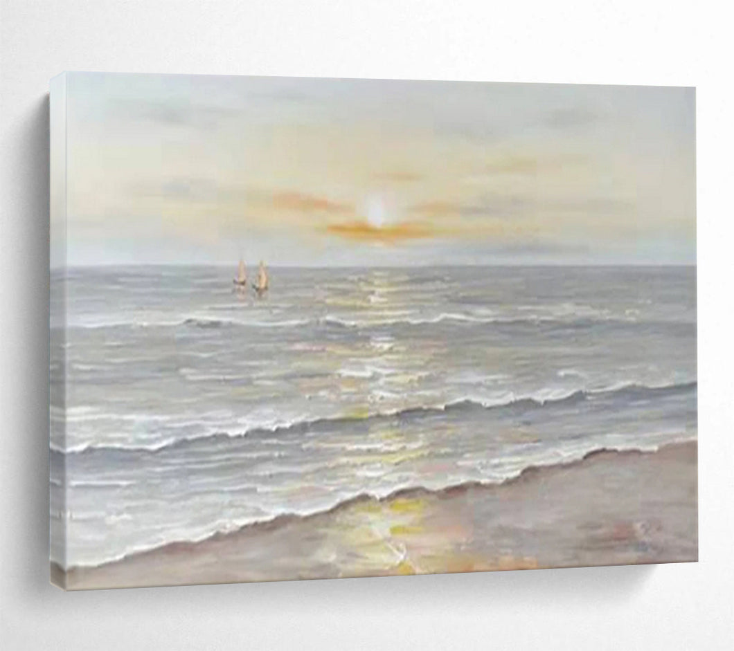 “Serene Seaside Sunset” - Realistic - Inspired Abstract Acrylic, Good for Beach House and Bedroom DLZ249