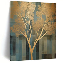 Load image into Gallery viewer, Golden Tree on Blue Acrylic for Luxury Home &amp; Corporate Lobby LargeART0827
