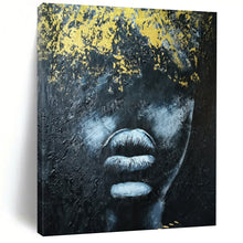 Load image into Gallery viewer, Abstract Painting Black Gold Face Art for Living Room &amp; Bedroom Decor LargeART2153
