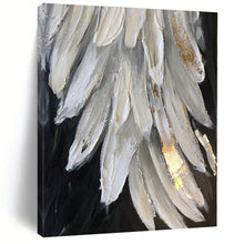 Load image into Gallery viewer, Oversized White - Gold Feather Abstract Acrylic Art for Bedroom &amp; Boutique Hotel LargeART0431
