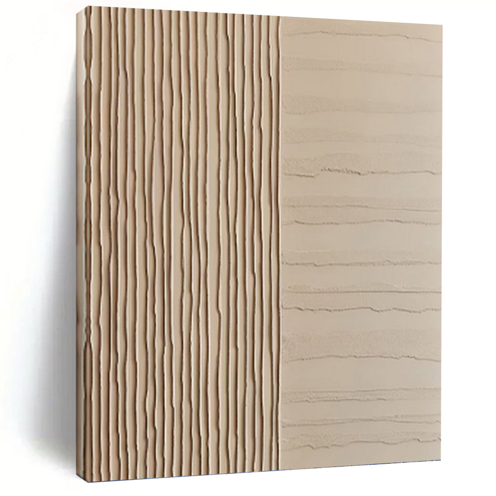 “Beige Textured Stripes” - Minimalist Abstract Art on Canvas DKH1478