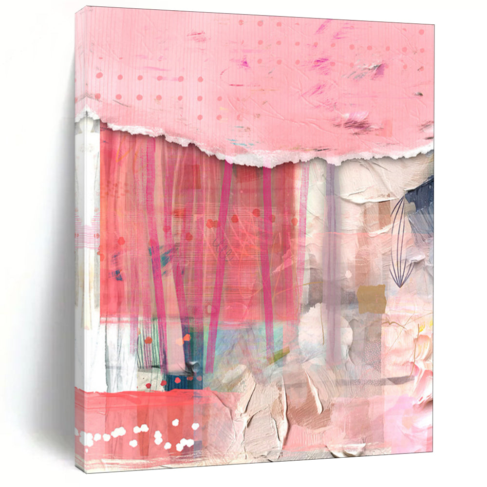 Pink & Red Textured Abstract Painting, Perfect for Bohemian Bedroom & Feminine Boutique LargeART1844