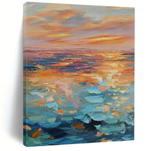 Load image into Gallery viewer, Impressionistic Abstract Seaside Sunset, Vibrant Color - Blended Coastal Art for Beach House Living Room &amp; Relaxation Nook LargeART2204
