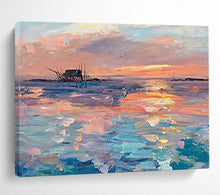 Load image into Gallery viewer, “Sunset Over Water” - Impressionistic Abstract Acrylic of a Coastal Sunset, Perfect for Balcony and Guest Room DLZ205
