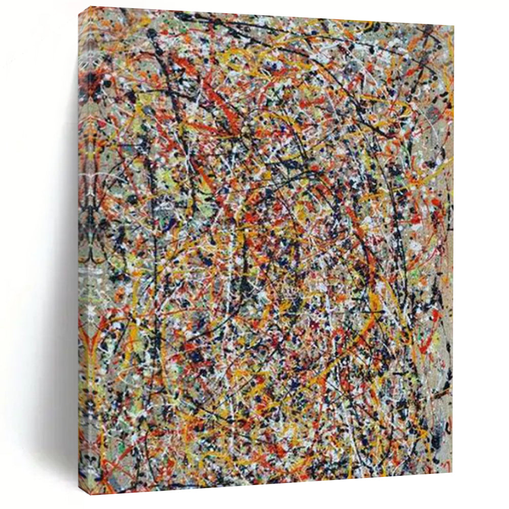 Pollock - Inspired Chaotic Color Streams Abstract Painting - Great for Game Room & Creative Den LargeART2345