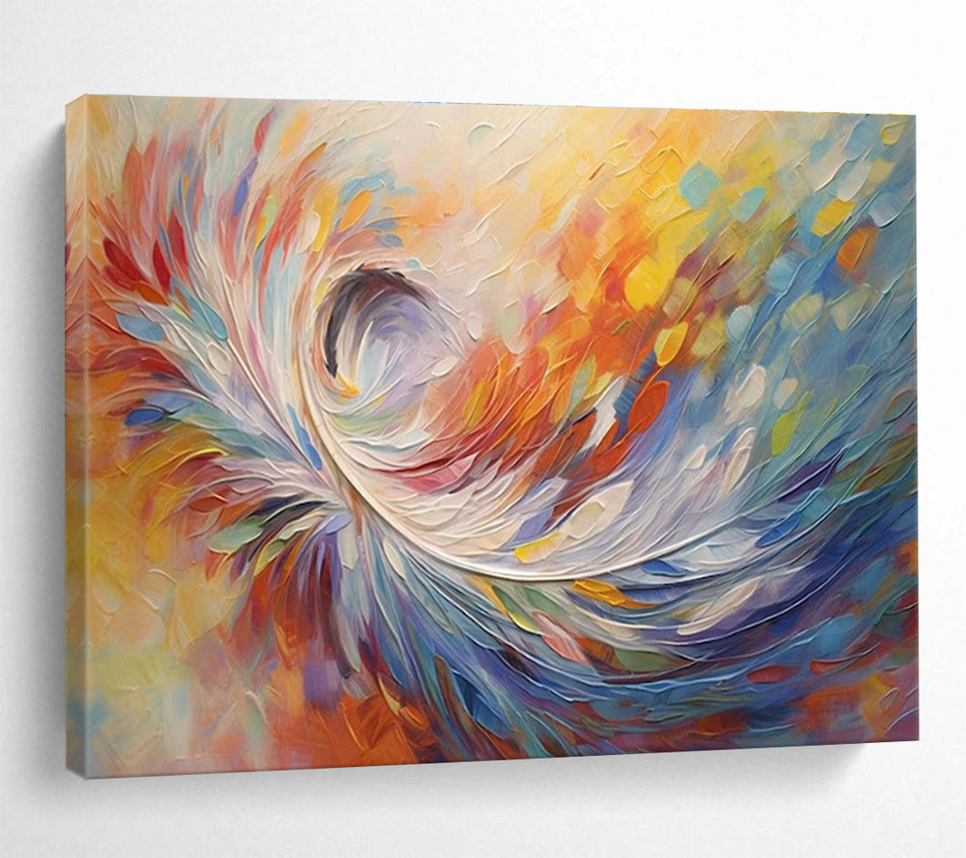 Swirl Abstract “Rainbow Vortex” Painting on Canvas, Dynamic Color Art DKH870