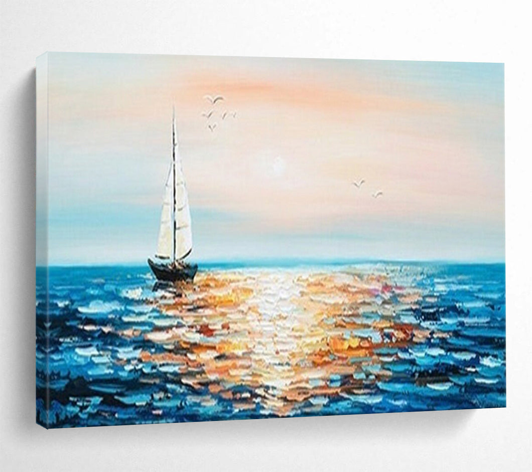 Sunrise Sail: Gentle Dawn - Themed Abstract Large - Scale Hand - painted Abstract Acrylic Art DLZ188