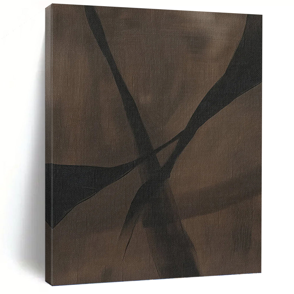 “Intertwined Dark Forms” - Brown, Black Abstract Art on Canvas DKH1159