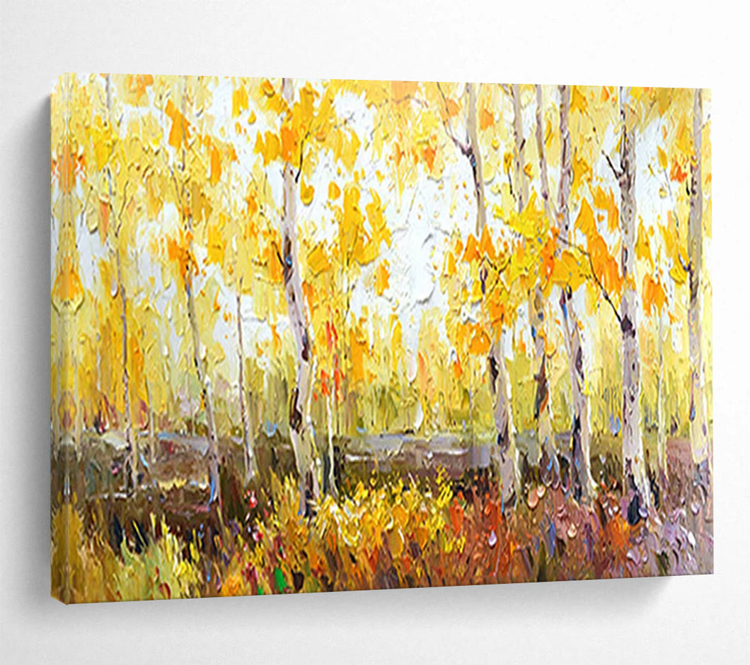 “Golden Autumn Forest” - Landscape Abstract Acrylic Art, Great for Living Room and Fireplace Area DLZ212