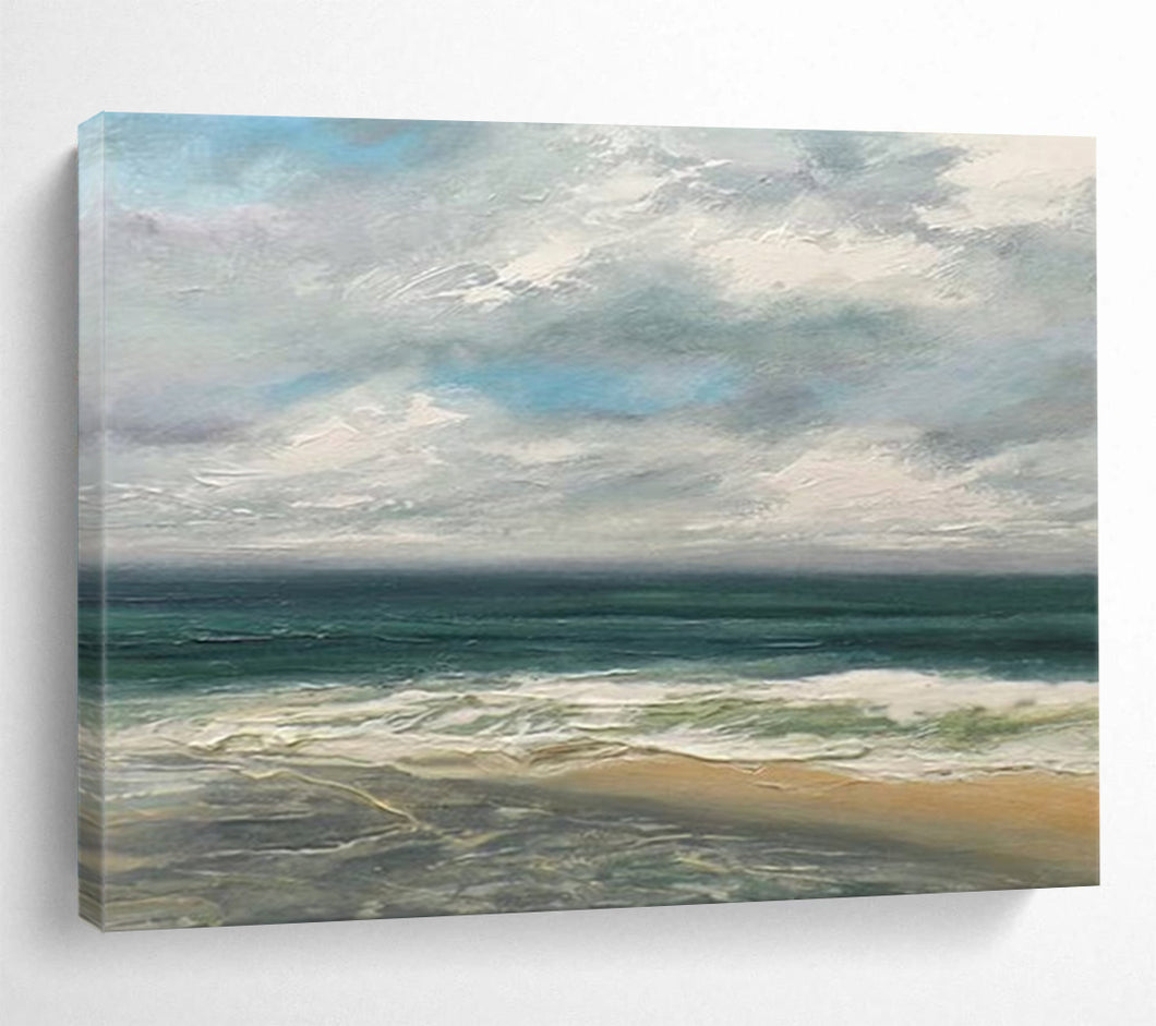 Tranquil Coastal Blues and Whites Abstract acrylic painting DLZ021