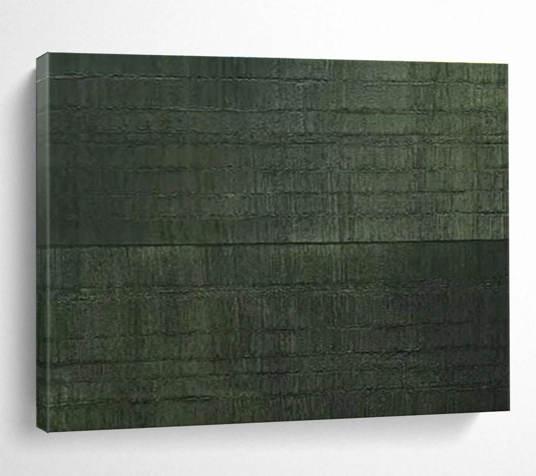 Dark Green Textured Abstract Painting on Canvas - “Mystic Forest” DKH656