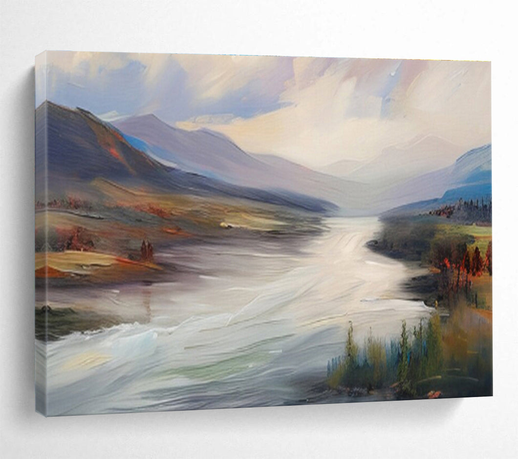Textured River - Mountain Abstract Painting DKH469