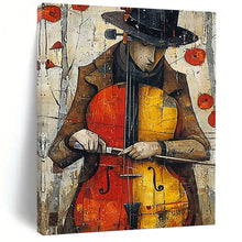 Load image into Gallery viewer, “Cellist in Colorful Collage” - Figurative Abstract Art on Canvas DKH1532
