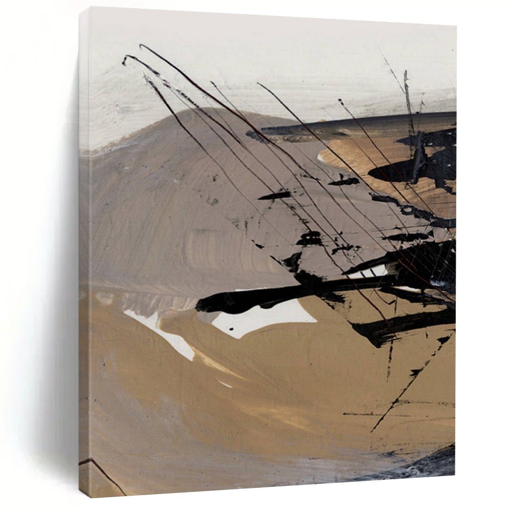 Desert Wind Trails – Earthy Tones with Dynamic Black Strokes DTP201