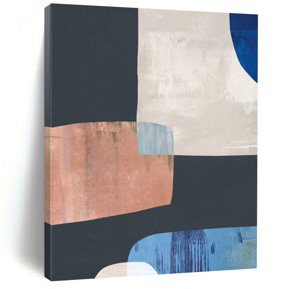Geometric Color Harmony – Black, White, Blue, and Copper Abstract Shapes DTP200