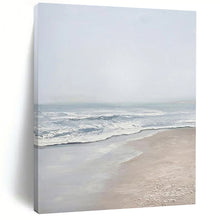 Load image into Gallery viewer, “Serene Shore” ，Soft gray - blue sky, gentle blue and white waves, beige sand, creating a calm beach scene. DTP310
