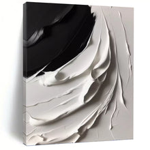 Load image into Gallery viewer, “Flowing Black and White Impasto” - Expressive Minimalist Art on Canvas DKH1670
