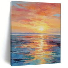 Load image into Gallery viewer, Vibrant Sunset Seascape Abstract Painting, Perfect for Coastal Bedroom &amp; Tropical - Themed Lounge LargeART1904
