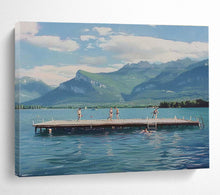 Load image into Gallery viewer, Scenic Lake &amp; Mountain Abstract Painting for Coastal Home &amp; Nature - Lover’s Lounge DKH093
