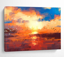 Load image into Gallery viewer, Vibrant Abstract Sunset Bird Painting On Canvas DKH387
