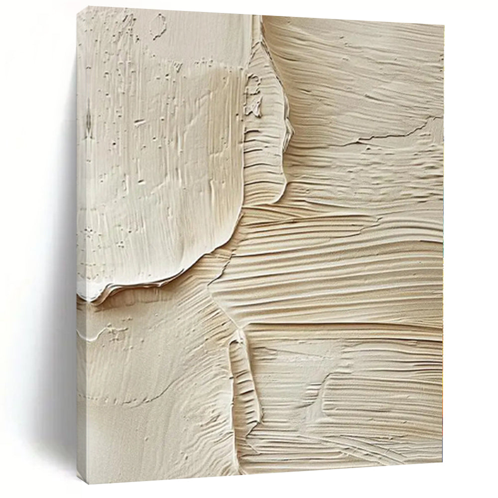 Hand - painted Large - sized Beige Textured Abstract Acrylic Art for N ...